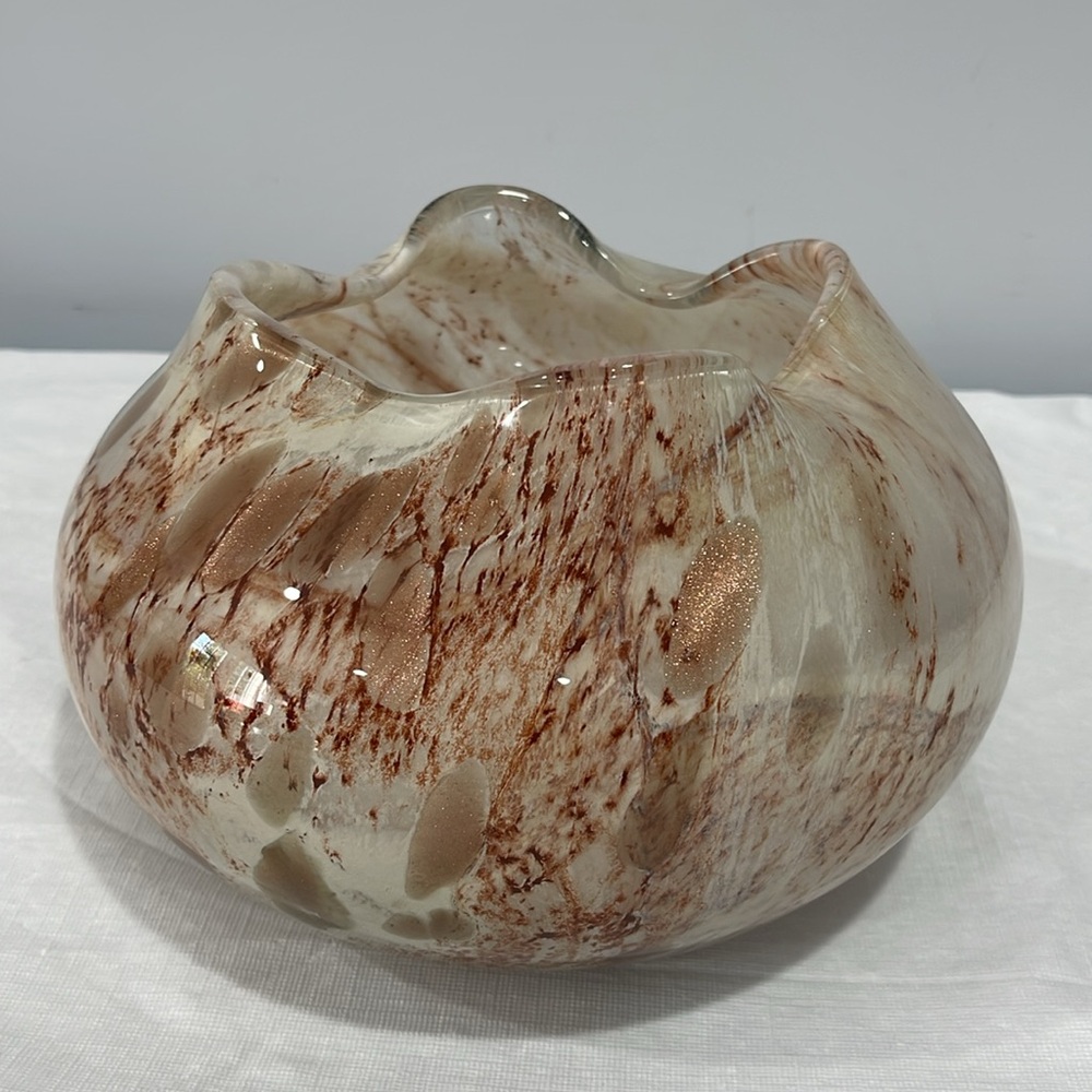 Krosno Poland Josefina centerpiece bowl vase neutral colors handblown